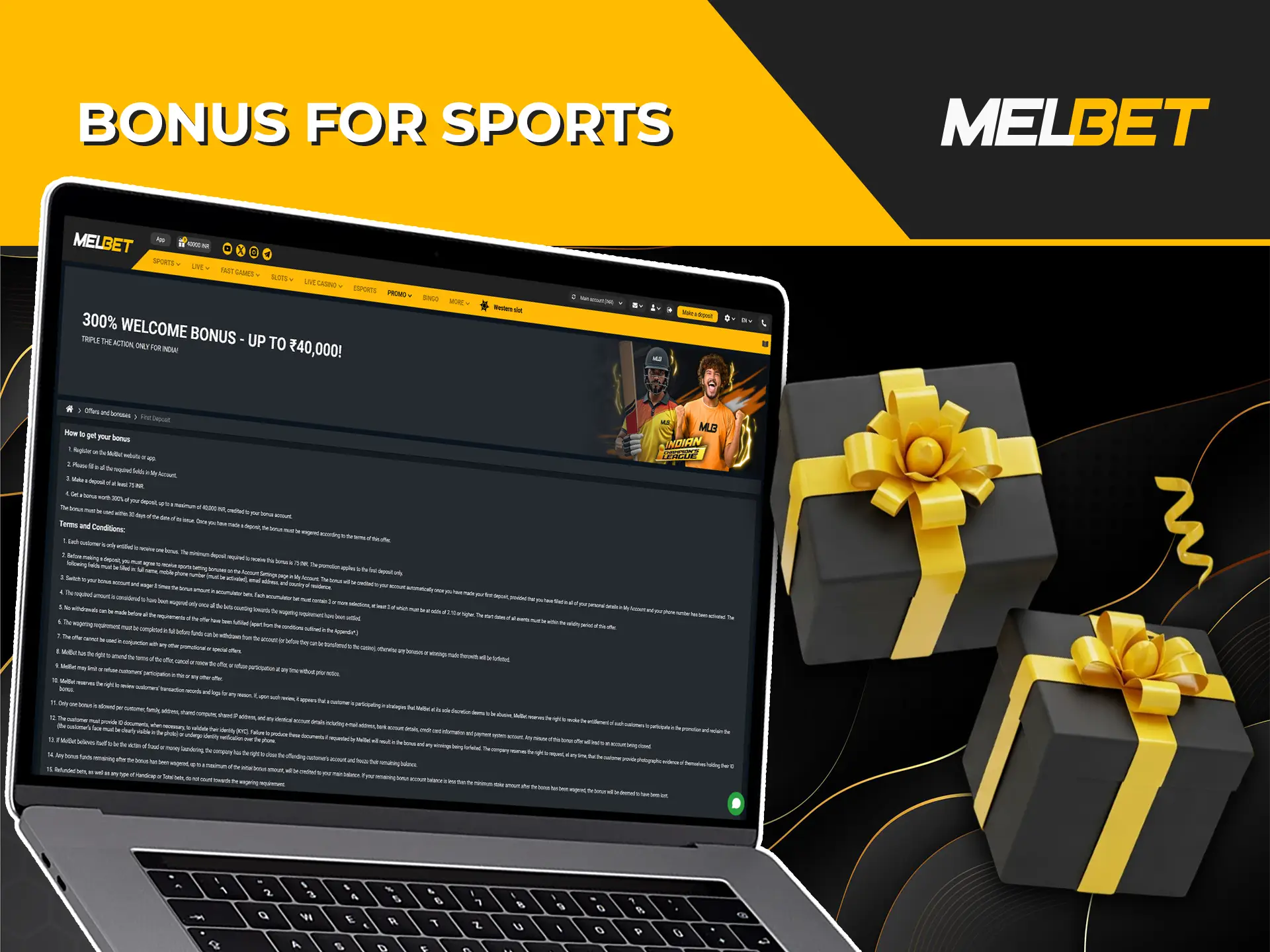 Top up your Melbet wallet and get a sports betting bonus.