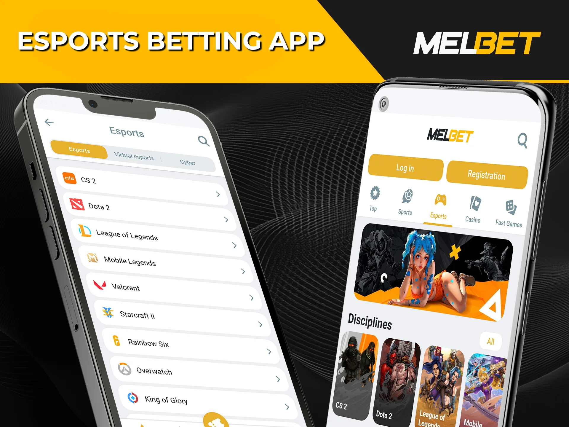 Place bets on eSports with the convenient Melbet app.