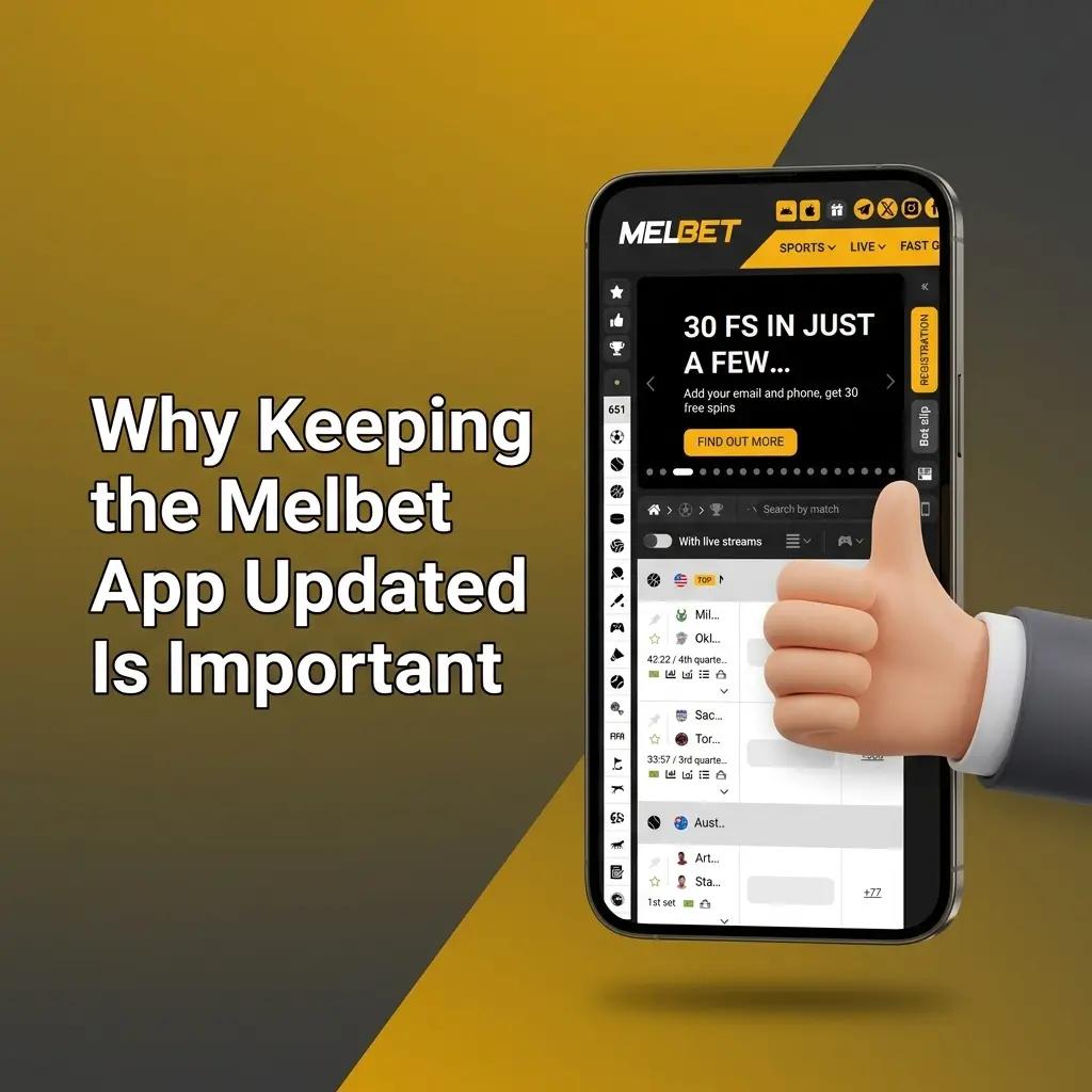 Melbet app update on a smartphone ensuring security, performance, and bug fixes for stable betting experience